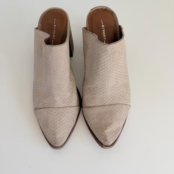 Report Women's Beige Mules Chunky Heel Point Toe Size 7 - Picture 5 of 11